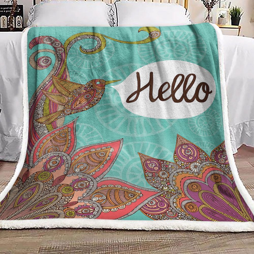 Bird And Flower Sherpa Fleece Blanket