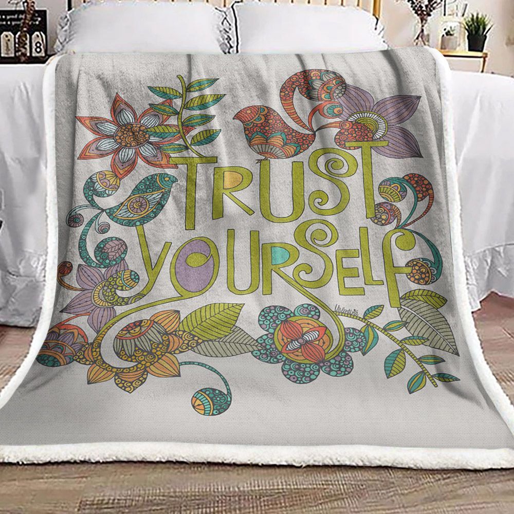 Bird And Flower Sherpa Fleece Blanket