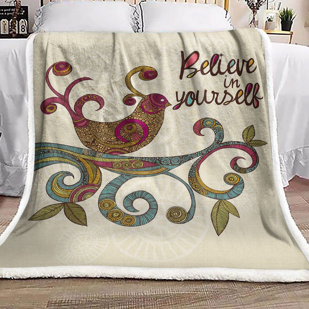 Bird And Flower Sherpa Fleece Blanket