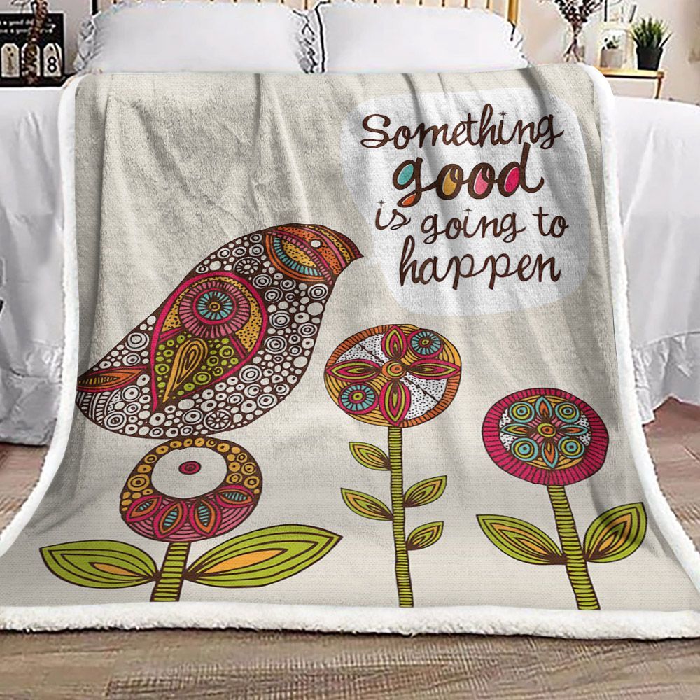 Bird And Flower Sherpa Fleece Blanket