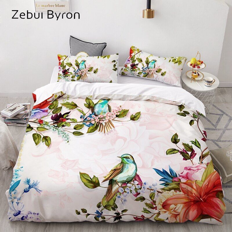 Bird And Flower Bedding Set