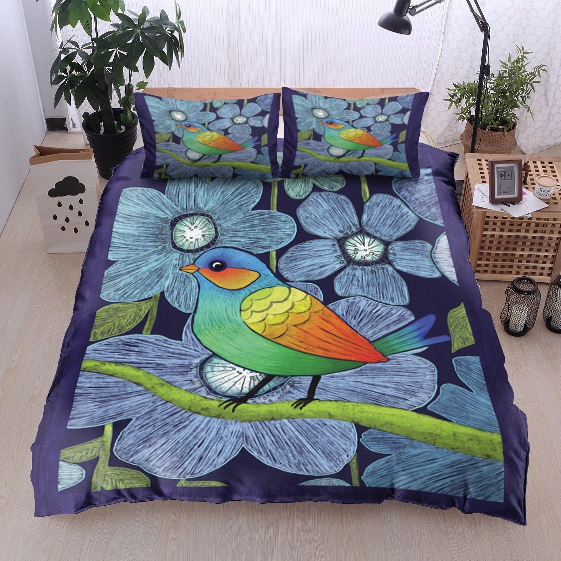 Bird And Flower Bedding Set