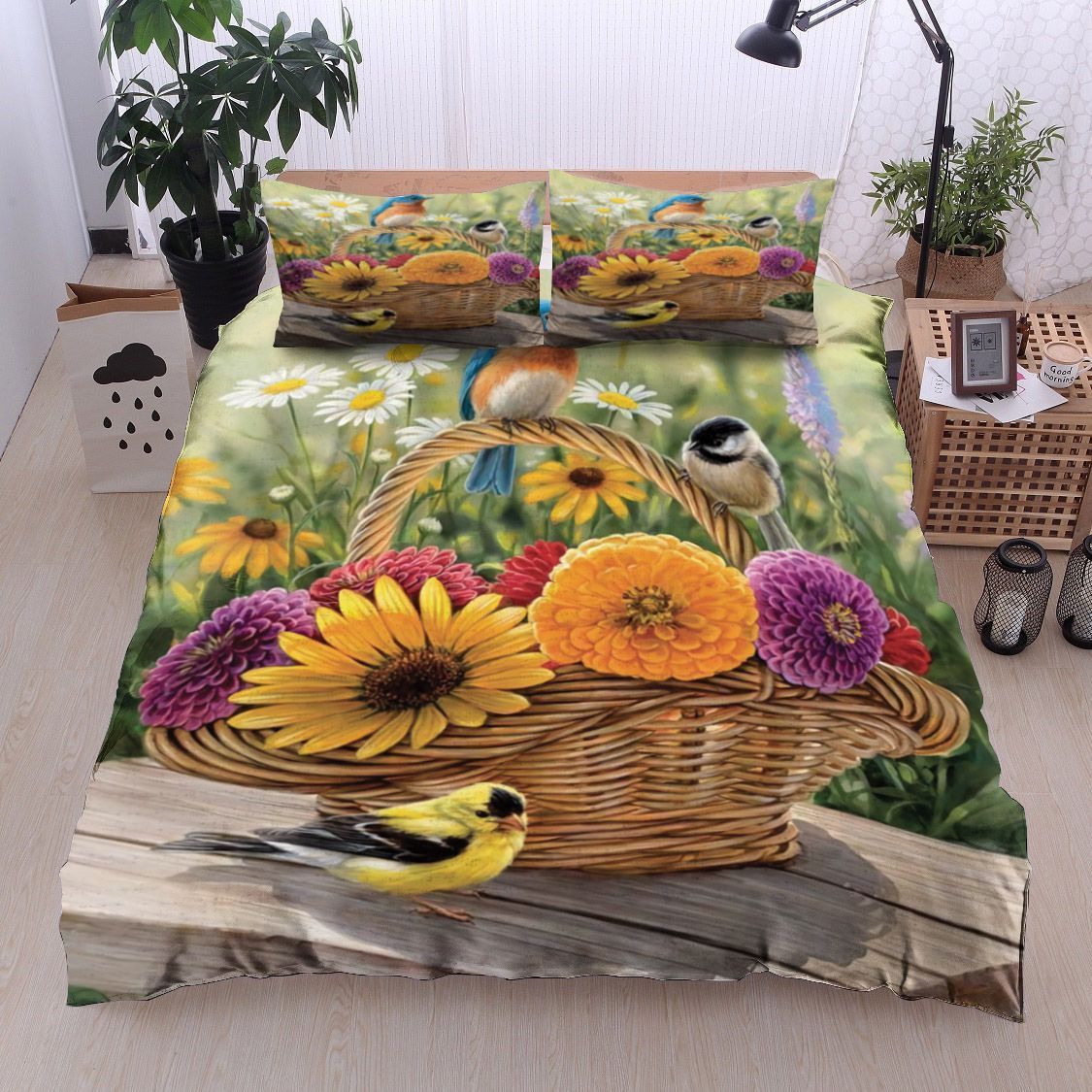 Bird And Flower Bedding Set