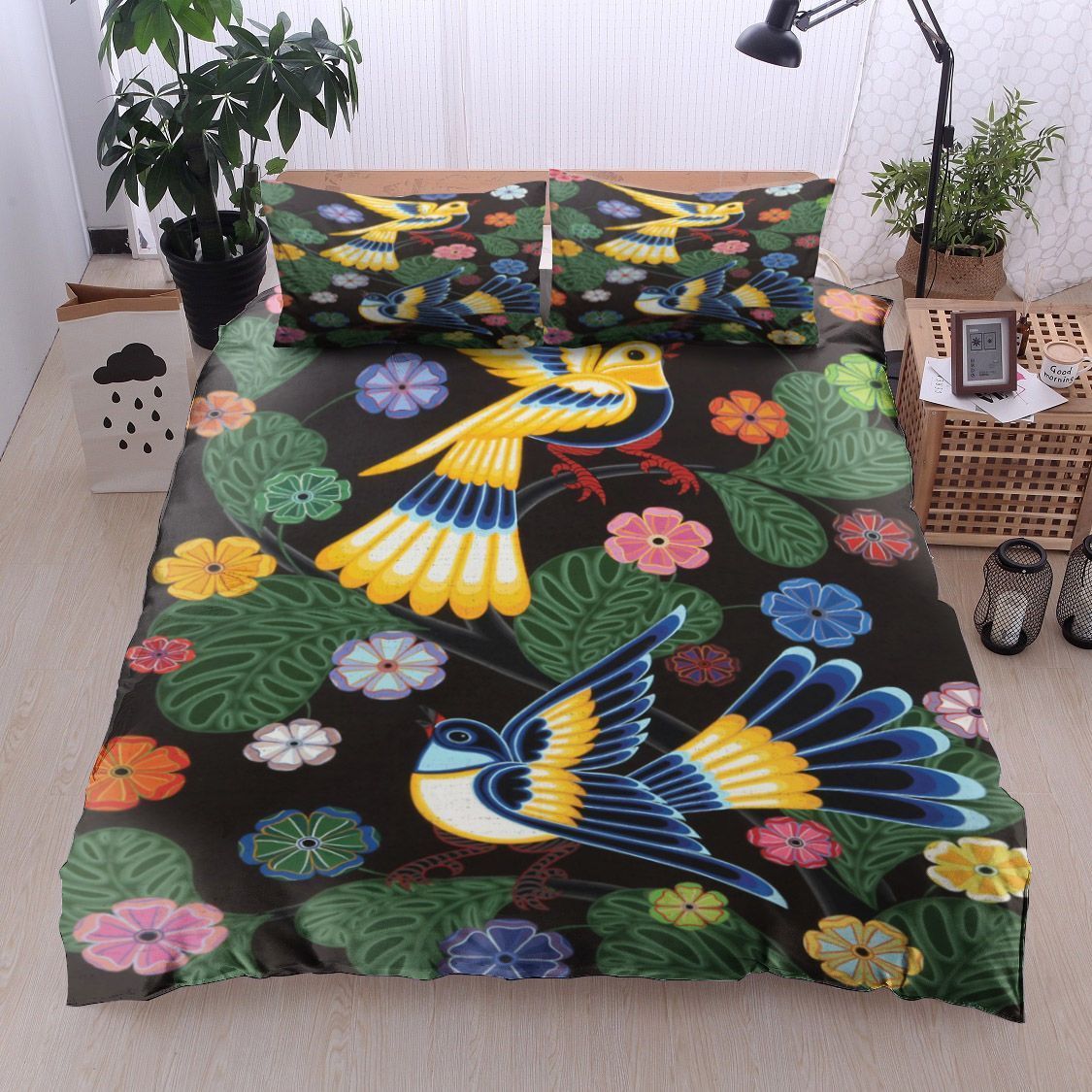 Bird And Flower Bedding Set