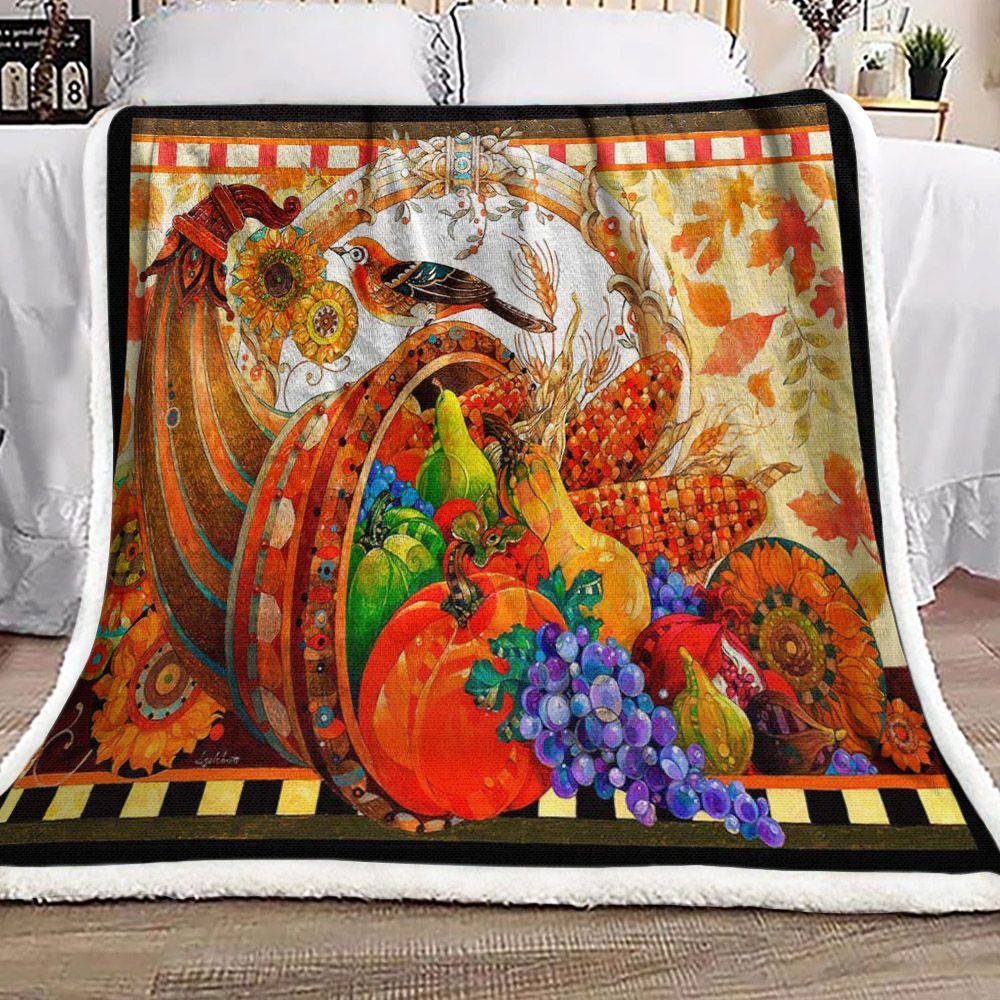 Bird And Fruit Sherpa Fleece Blanket
