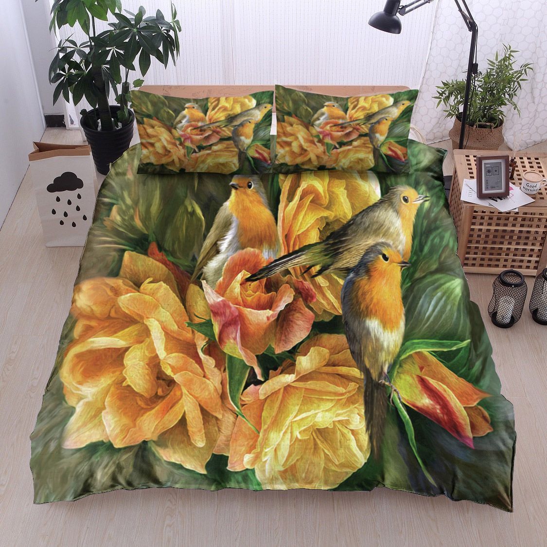 Bird And Roses Bedding Set