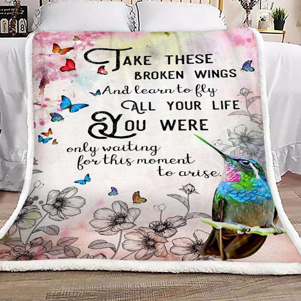 Bird Butterfly Sherpa Fleece Blanket