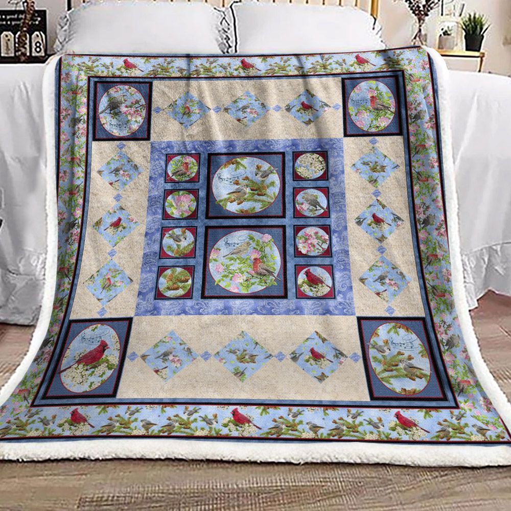 Bird Cardinal Sherpa Fleece Blanket