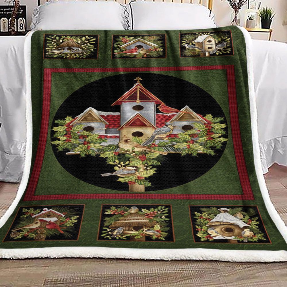 Bird Christmas Sherpa Fleece Blanket