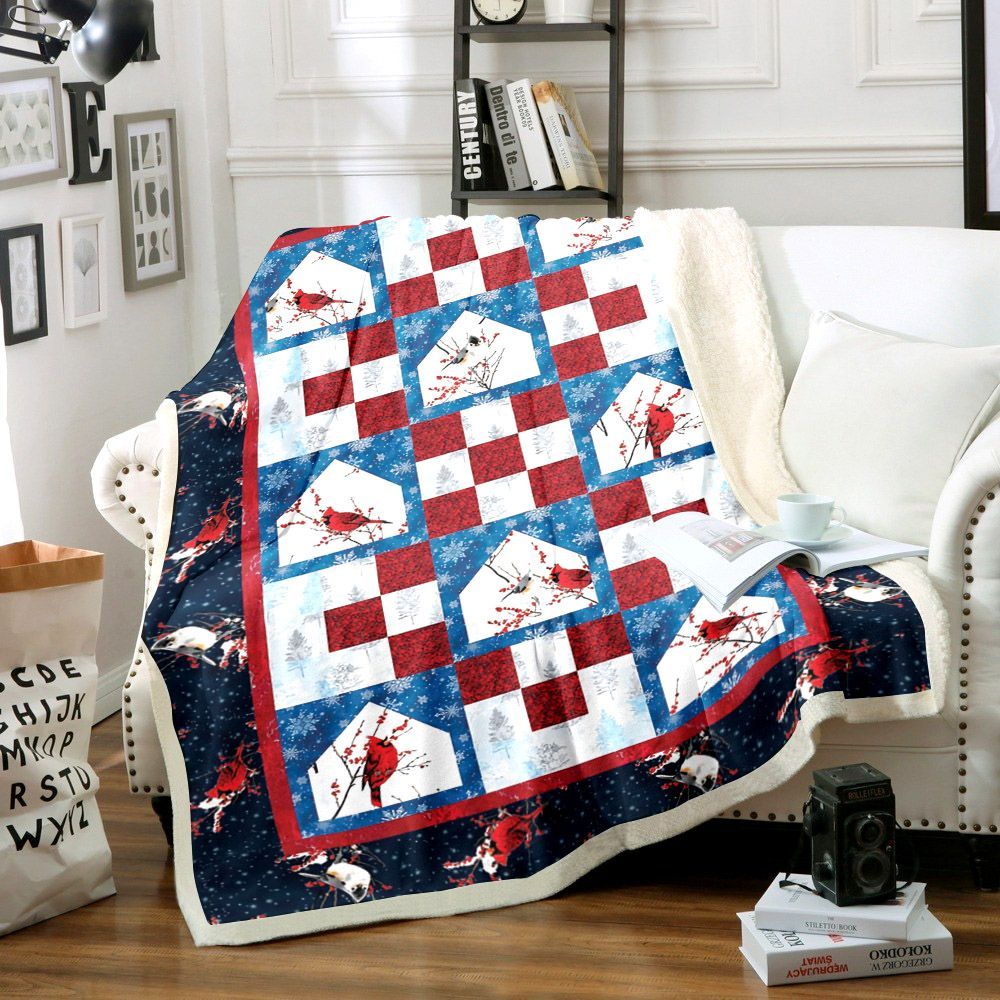 Bird Christmas Sherpa Fleece Blanket