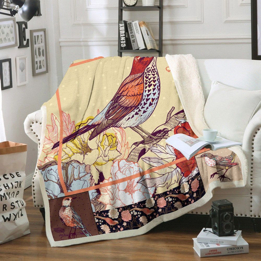 Bird Sherpa Fleece Blanket