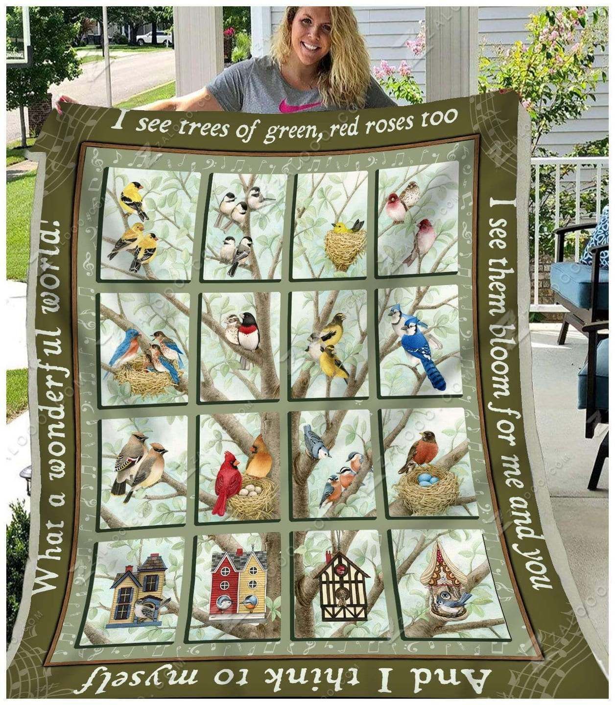 Bird Sherpa Fleece Blanket