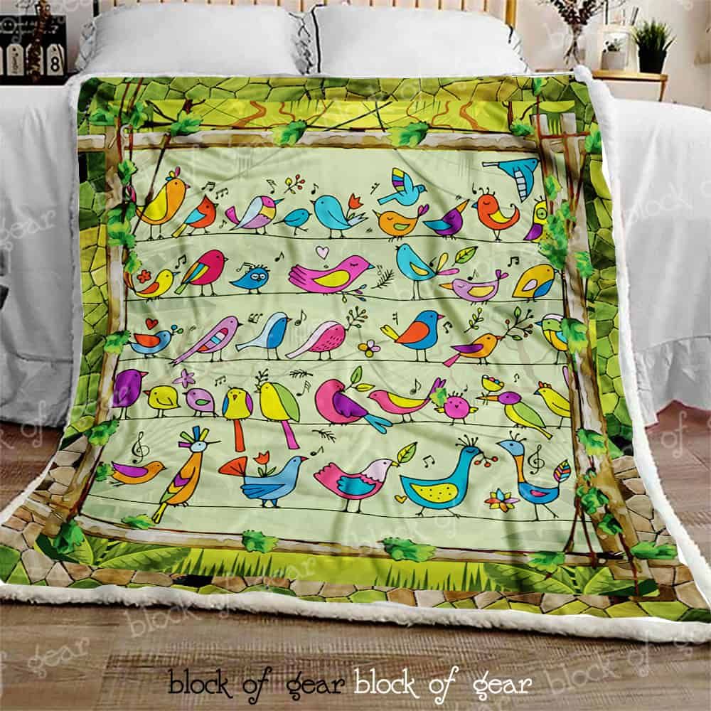 Bird Sherpa Fleece Blanket