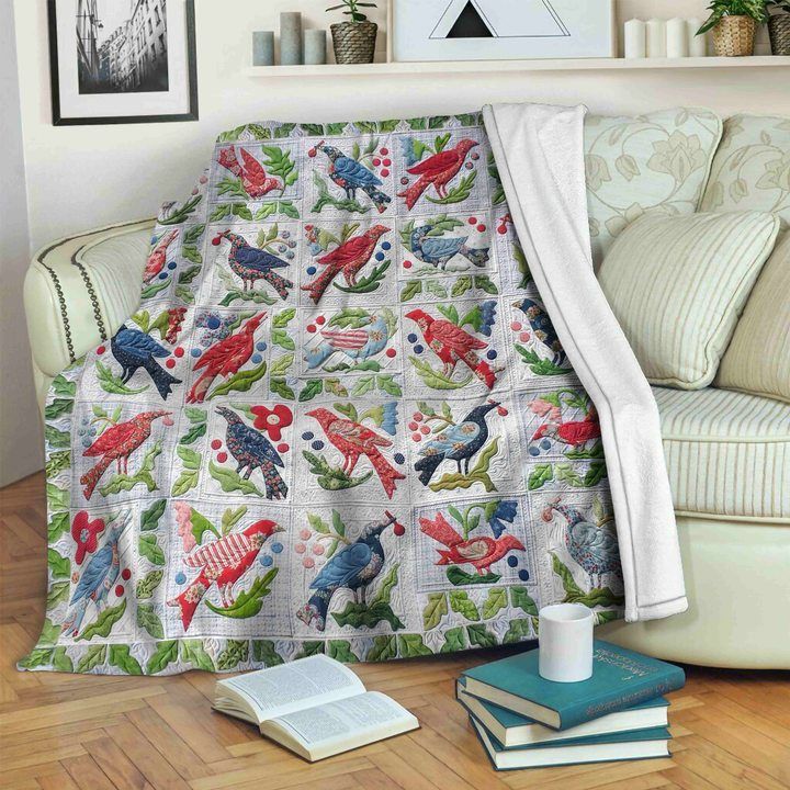 Bird Sherpa Fleece Blanket