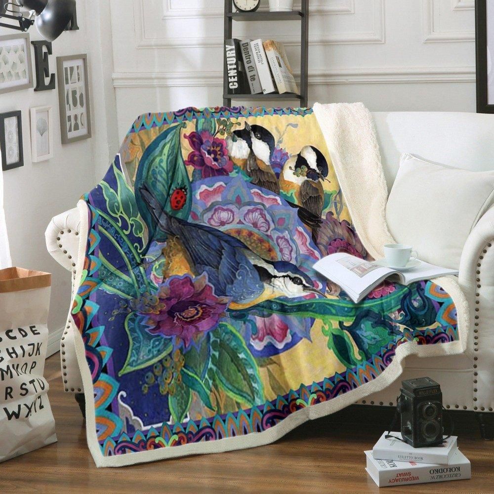 Bird Sherpa Fleece Blanket