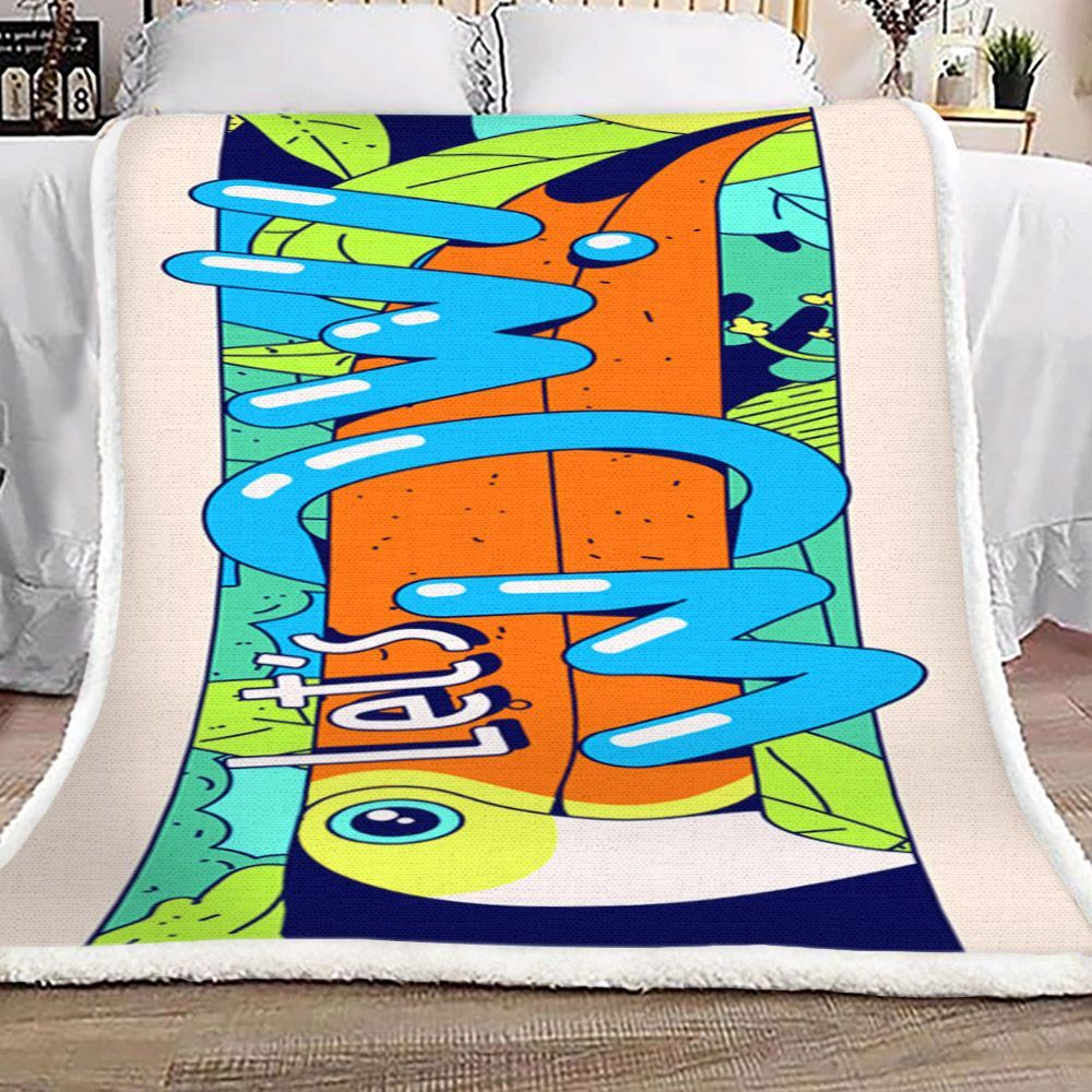 Bird Color Sherpa Fleece Blanket