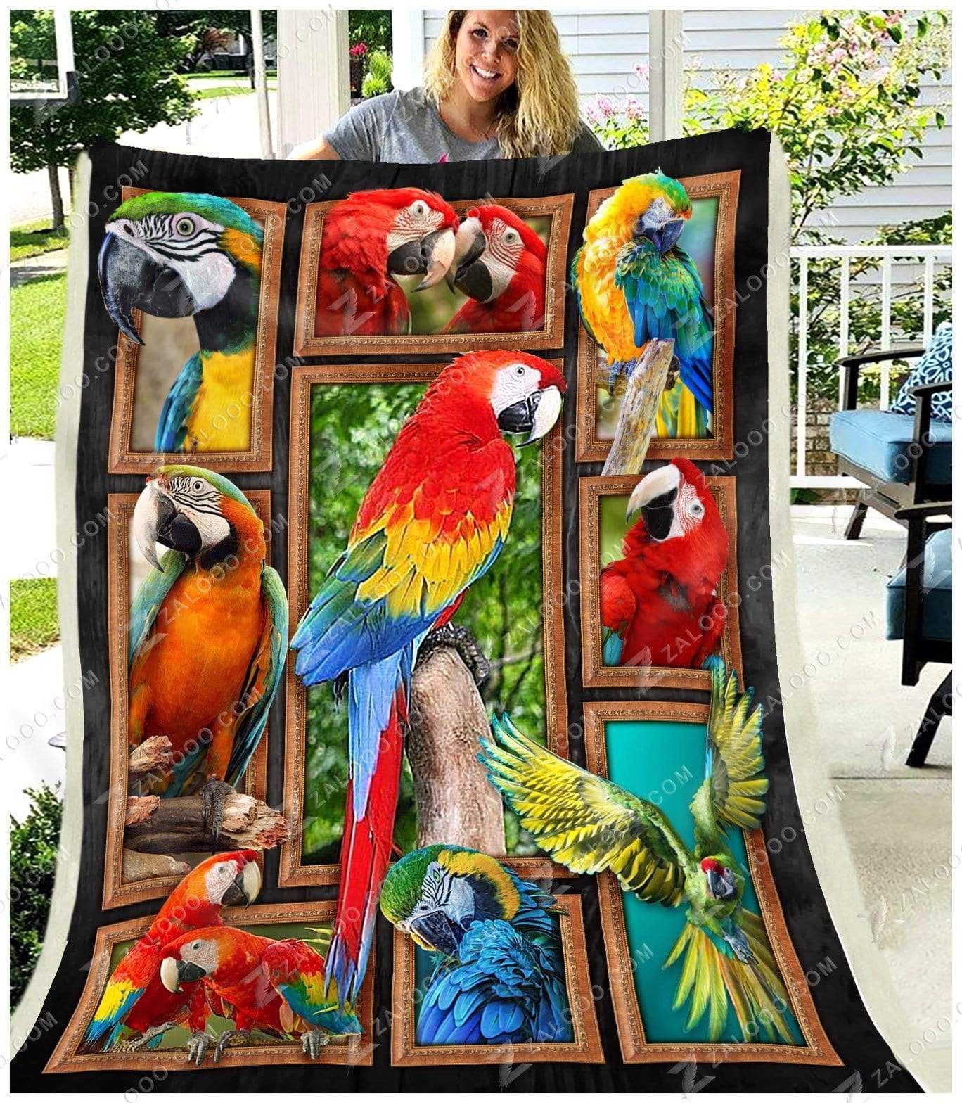 Bird Cute Parrots Sherpa Fleece Blanket