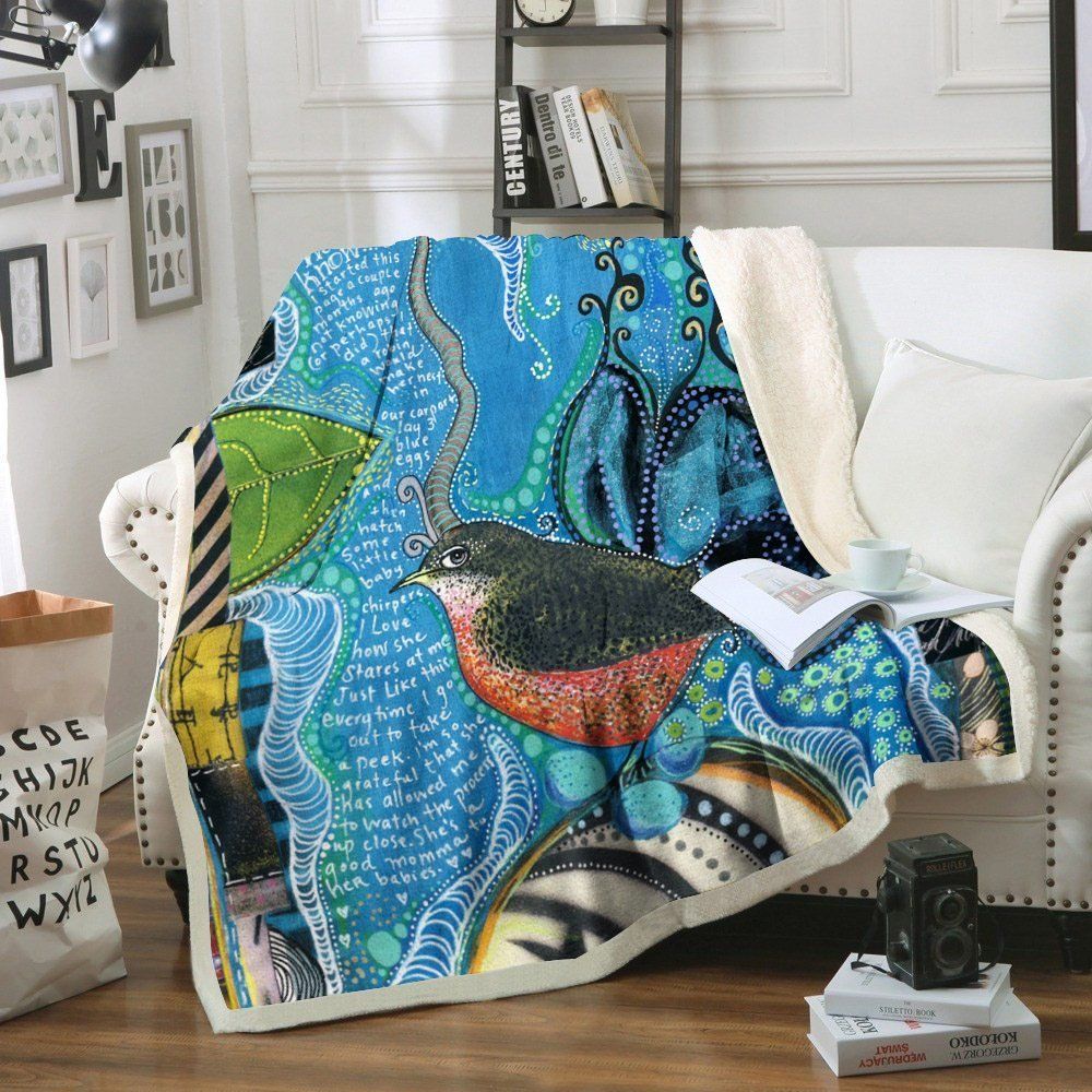Bird Sherpa Fleece Blanket
