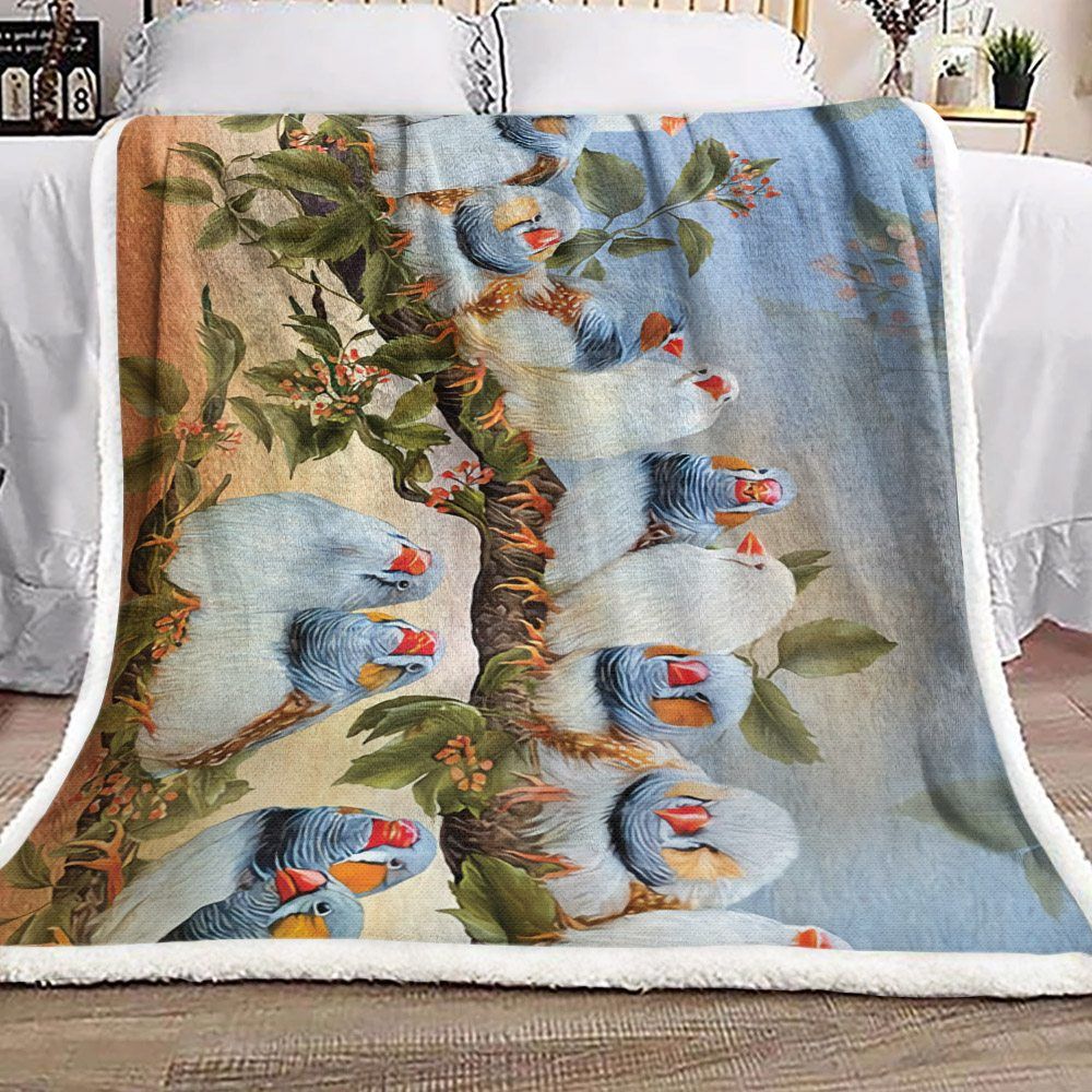 Bird Family And Tree Sherpa Fleece Blanket