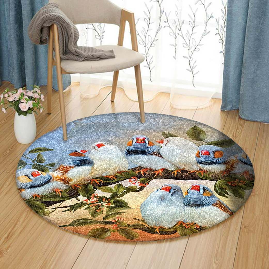 Bird Family And Tree Round Carpet