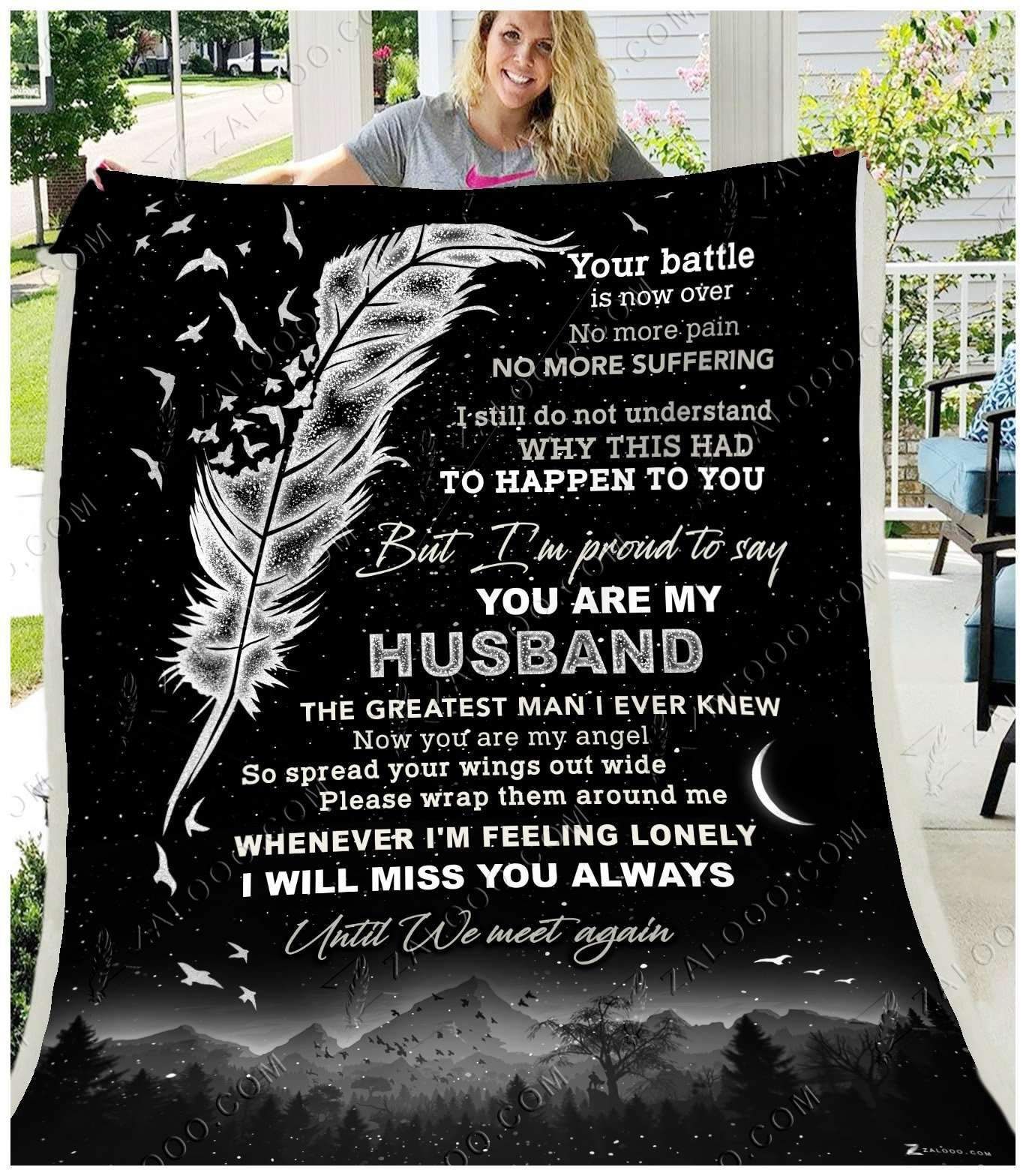 Bird Feather You Are My Husband Sherpa Fleece Blanket