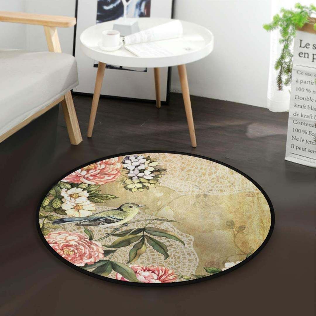 Bird Floral Round Carpet