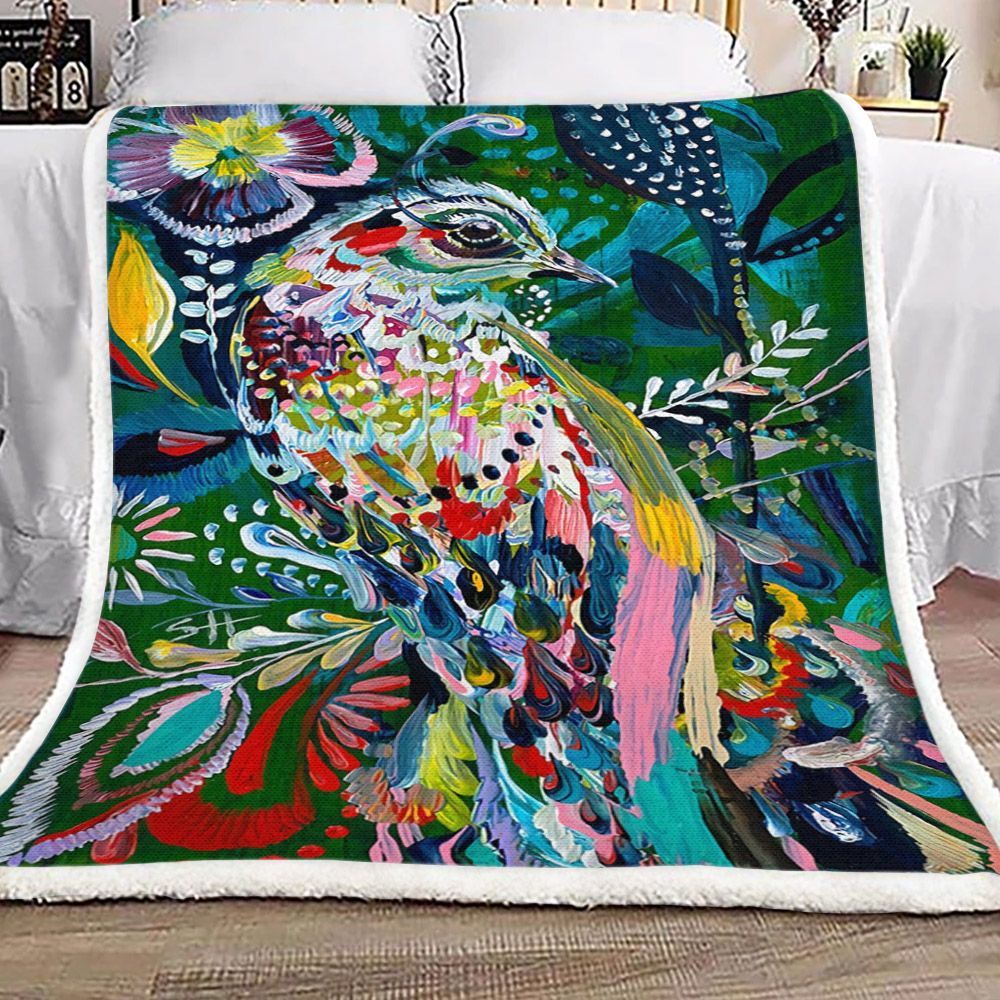 Bird Flower Sherpa Fleece Blanket