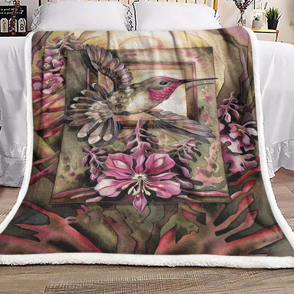 Bird Flower Sherpa Fleece Blanket