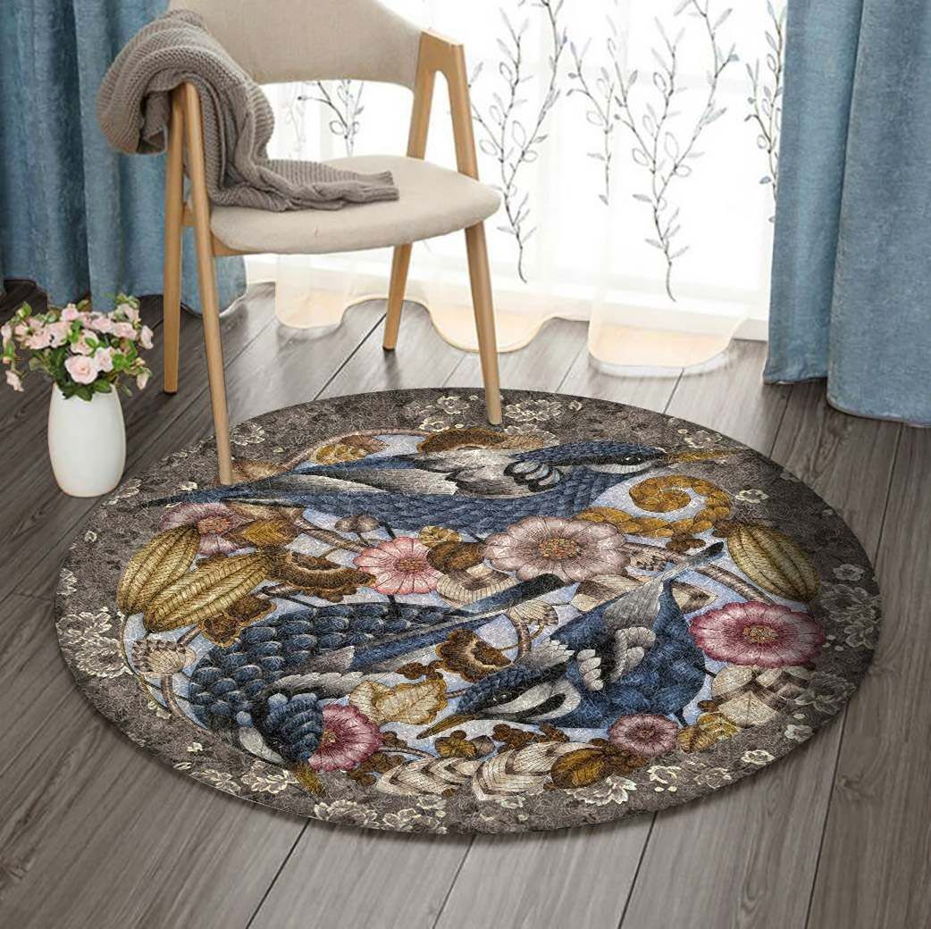 Bird Flower Round Carpet