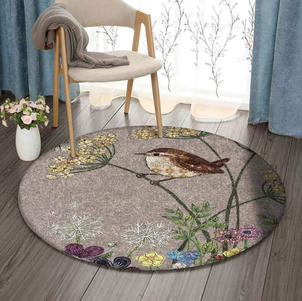 Bird Flower Round Carpet