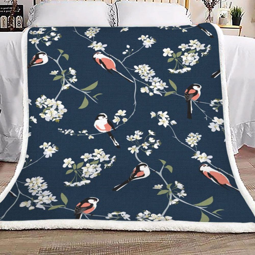 Bird Flower Sherpa Fleece