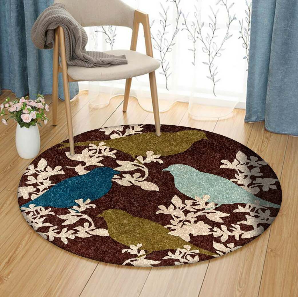 Bird Flower Round Carpet