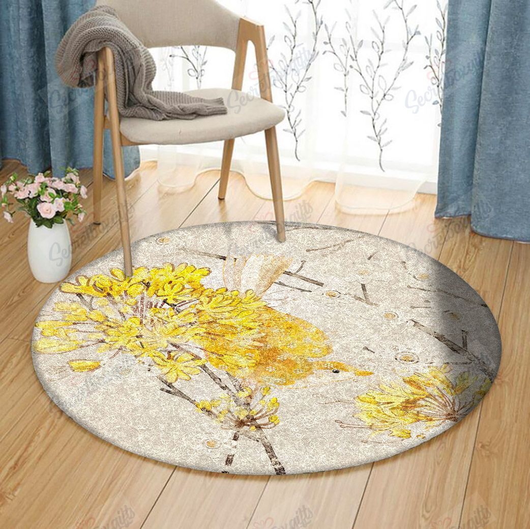 Bird Flower Round Carpet