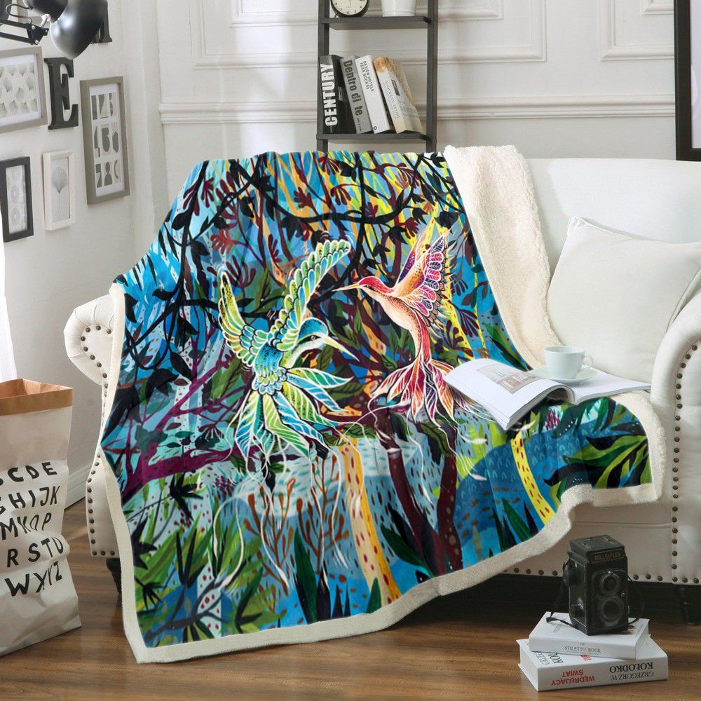 Bird Garden Sherpa Fleece Blanket