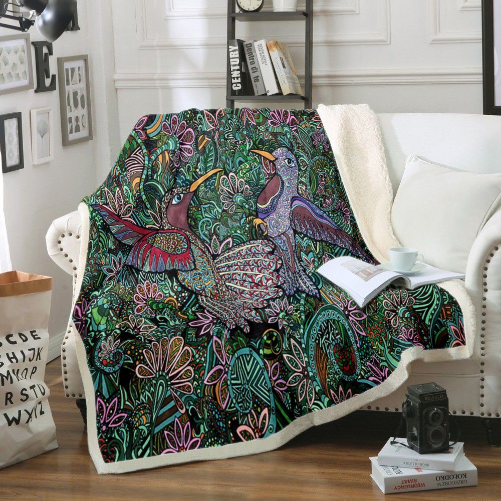 Bird Garden Sherpa Fleece Blanket
