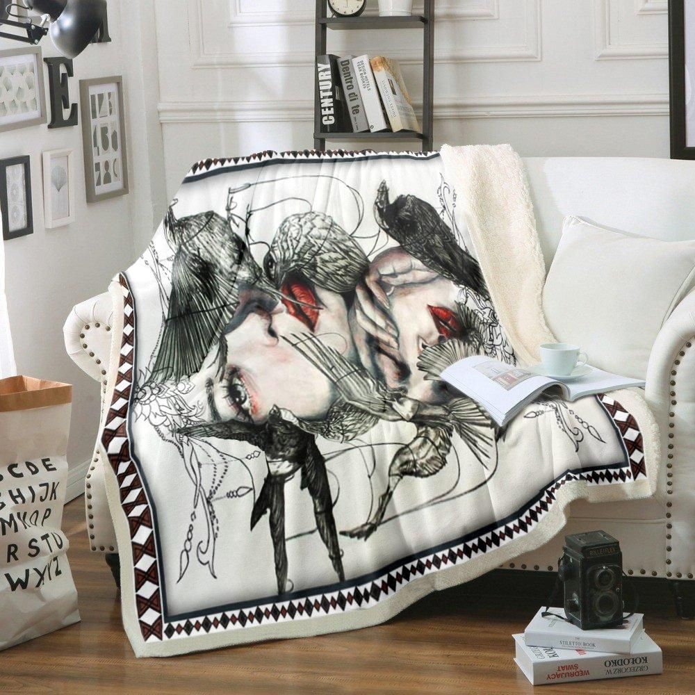 Bird Girl Sherpa Fleece Blanket