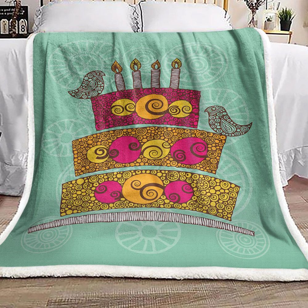 Bird Happy Birthday Sherpa Fleece Blanket