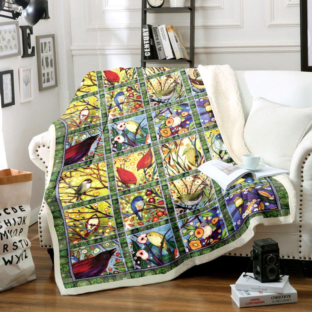 Bird Sherpa Fleece Blanket