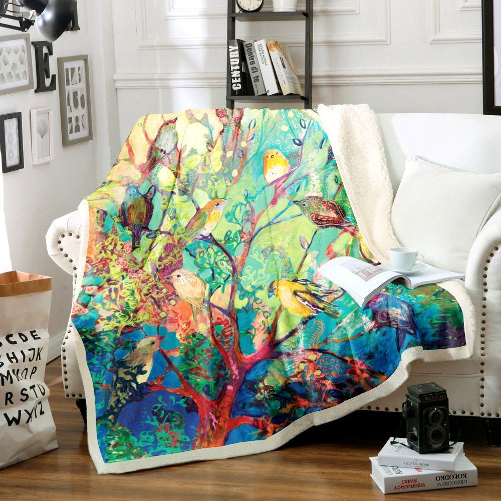 Bird Sherpa Fleece Blanket