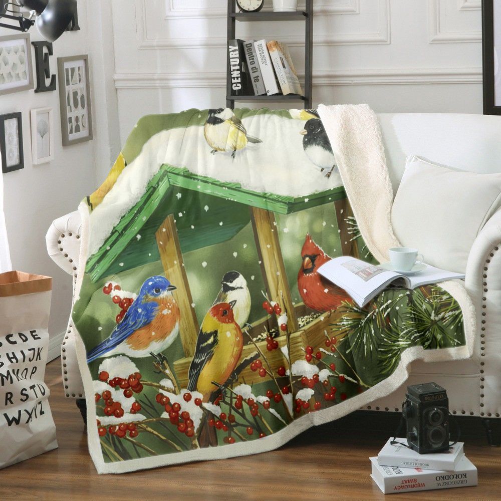 Bird Sherpa Fleece Blanket