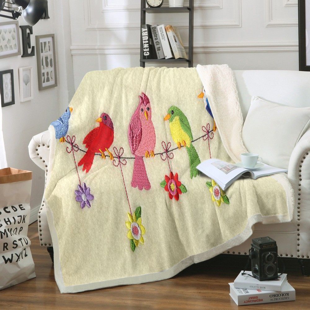 Bird Sherpa Fleece Blanket