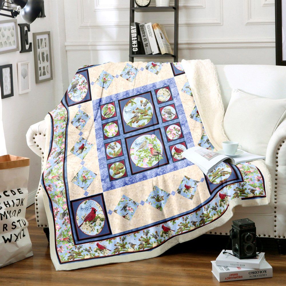 Bird Sherpa Fleece Blanket