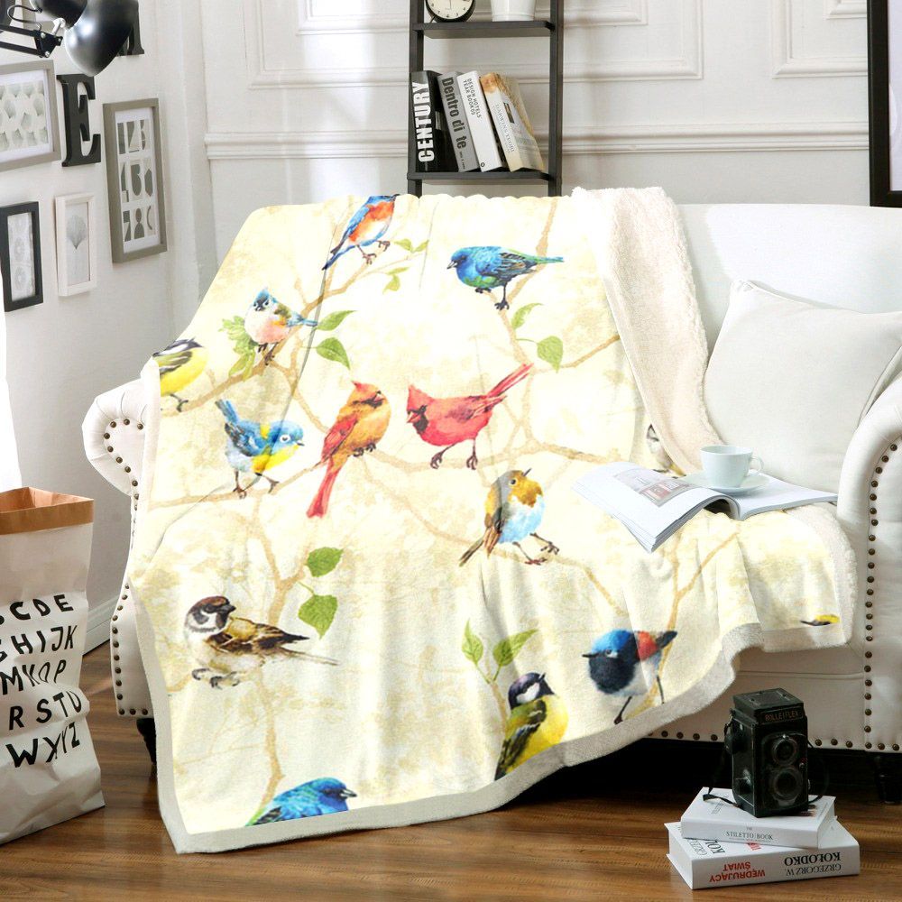 Bird Sherpa Fleece Blanket