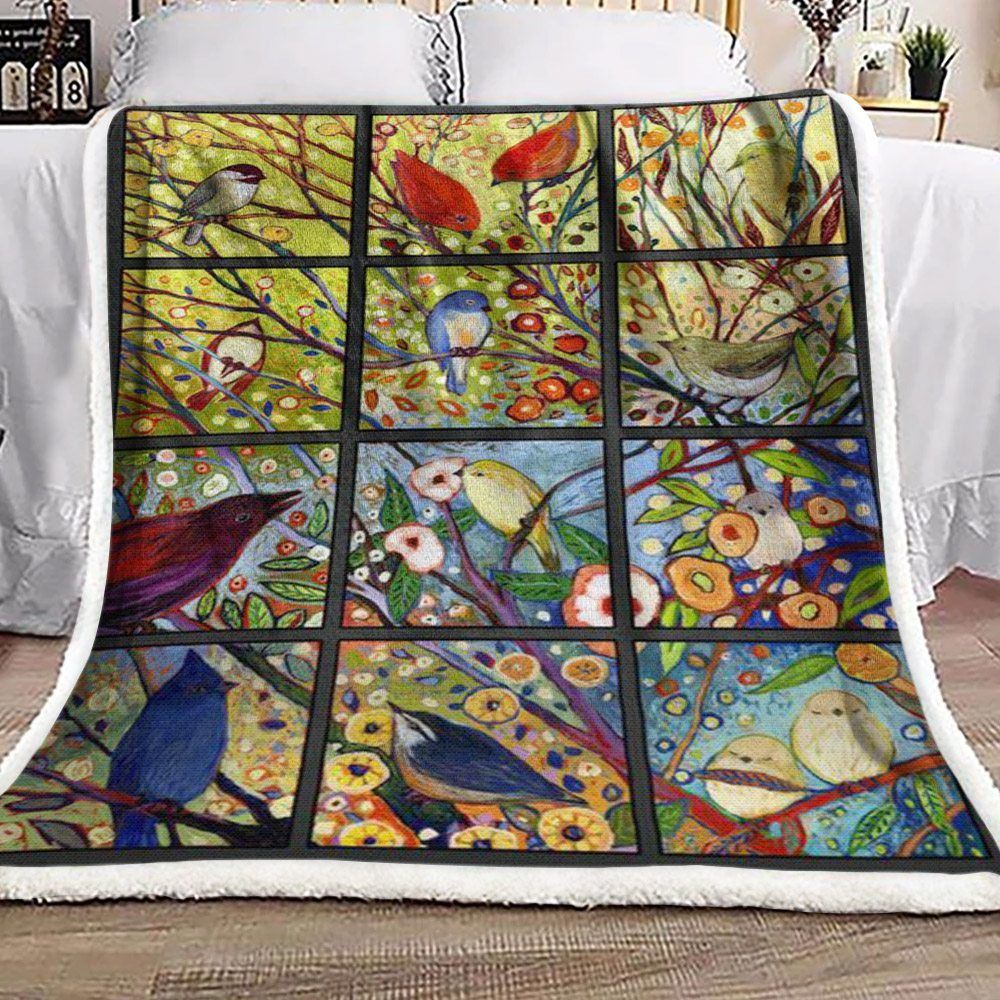 Bird Sherpa Fleece Blanket