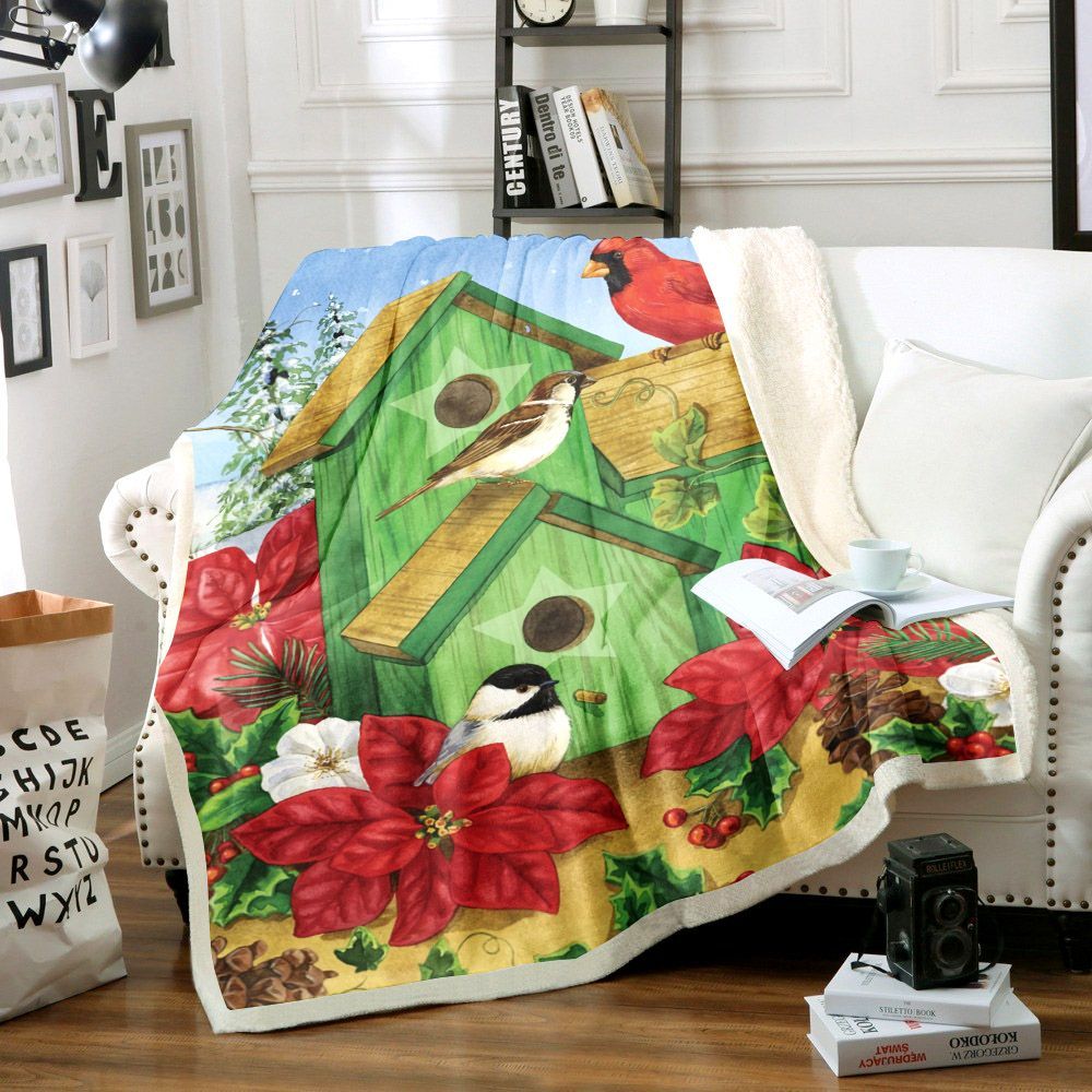 Bird House Sherpa Fleece Blanket