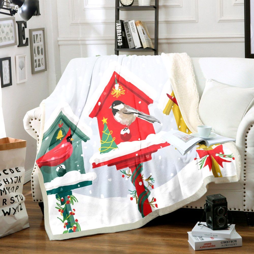 Bird House Sherpa Fleece Blanket