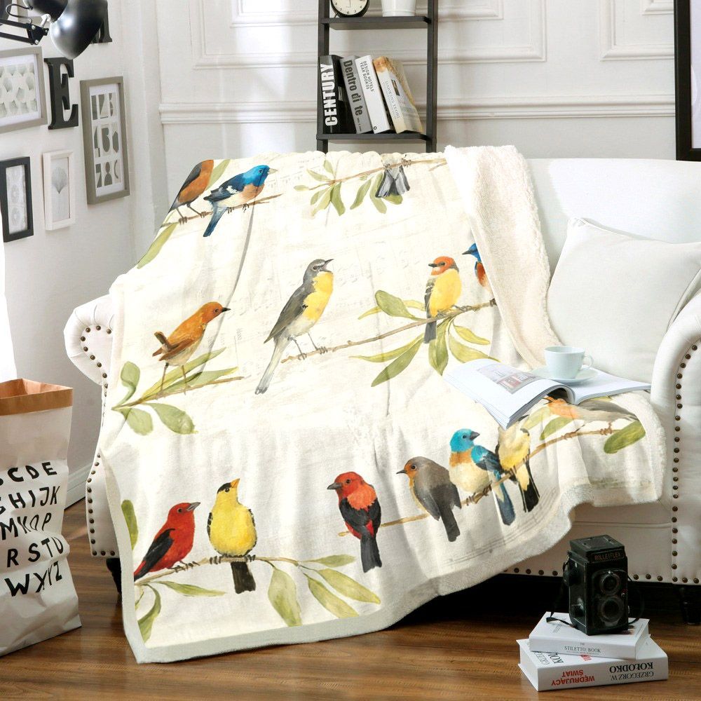 Bird Sherpa Fleece Blanket