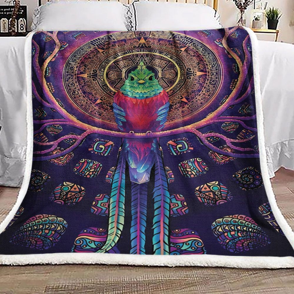 Bird Mandala Sherpa Fleece Blanket