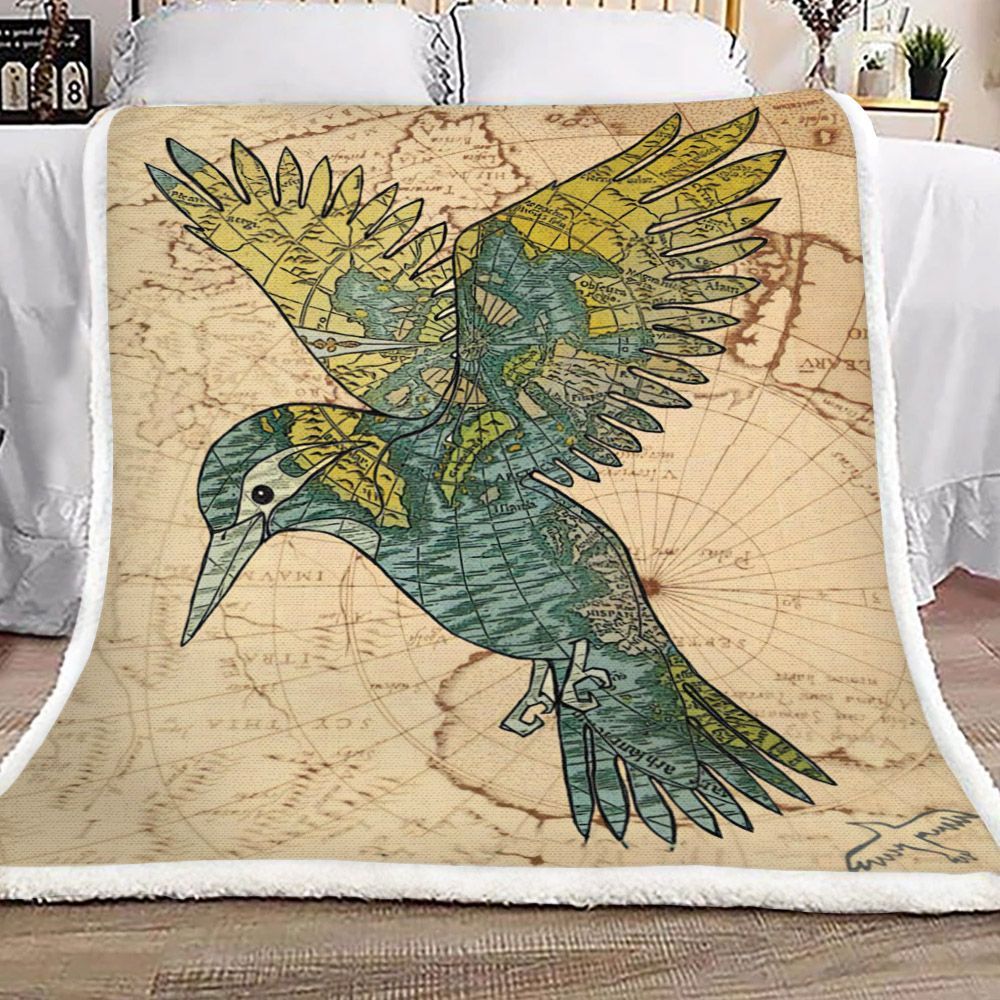 Bird Map Sherpa Fleece Blanket