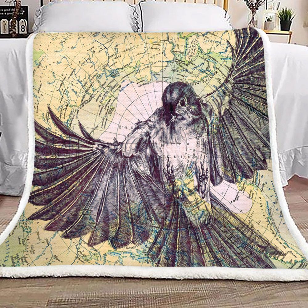 Bird Map Sherpa Fleece Blanket